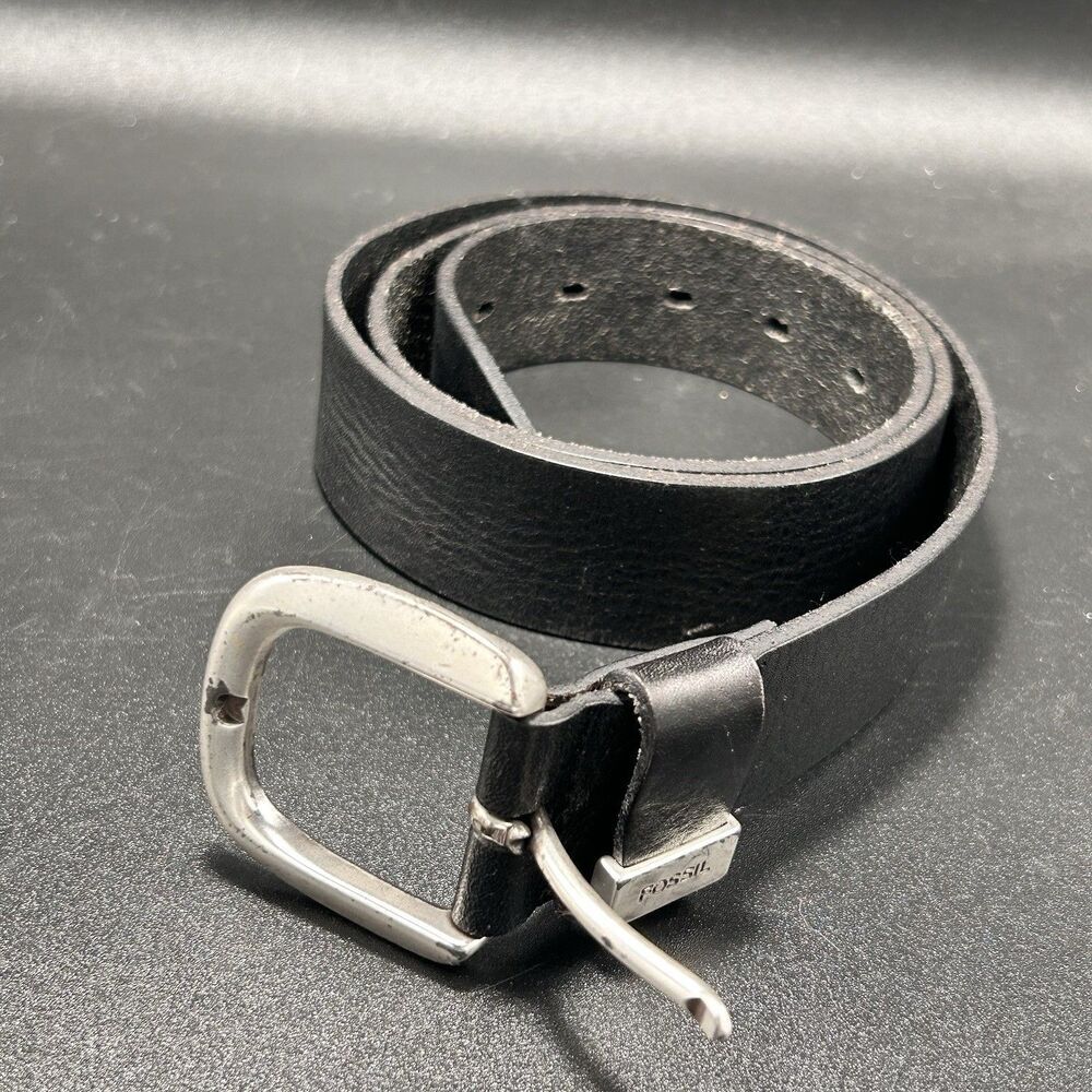 Fossil Leather Belt Men's XL Black Geniune Leather Adjustable 1.5" Wide 42" Long